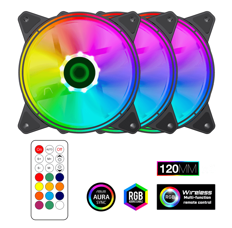 FAN GAMEMAX P/ GABINETE KIT 3 X 120MM ARGB RQ300