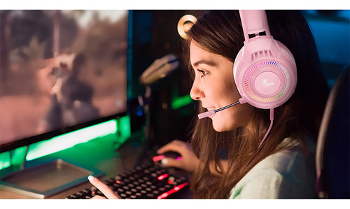 Auricular + Mic X-tech Khi Gamer Usb Rosa