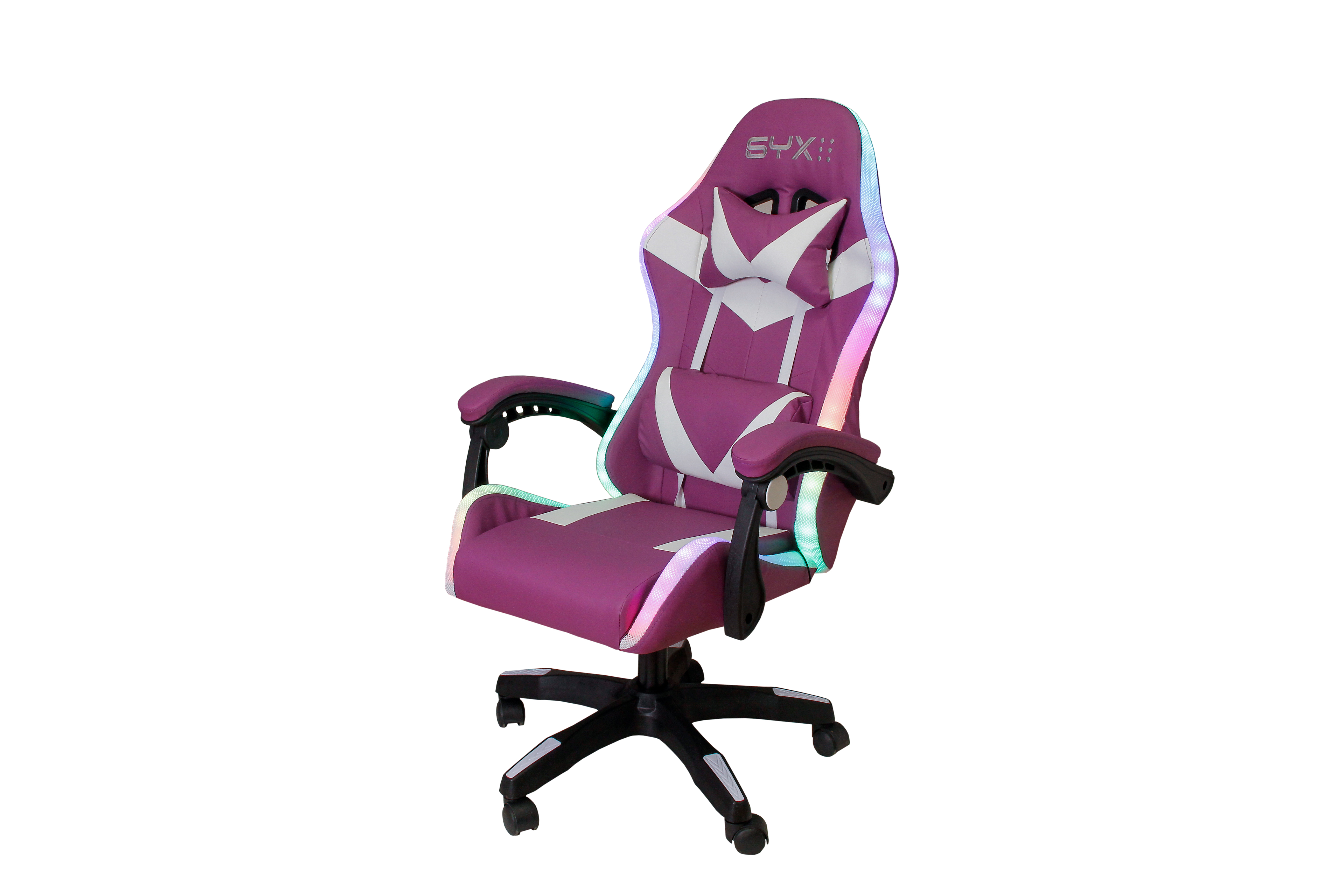 Silla Gamer Syx Gc-s02 Pw Purpura Blanco Rgb