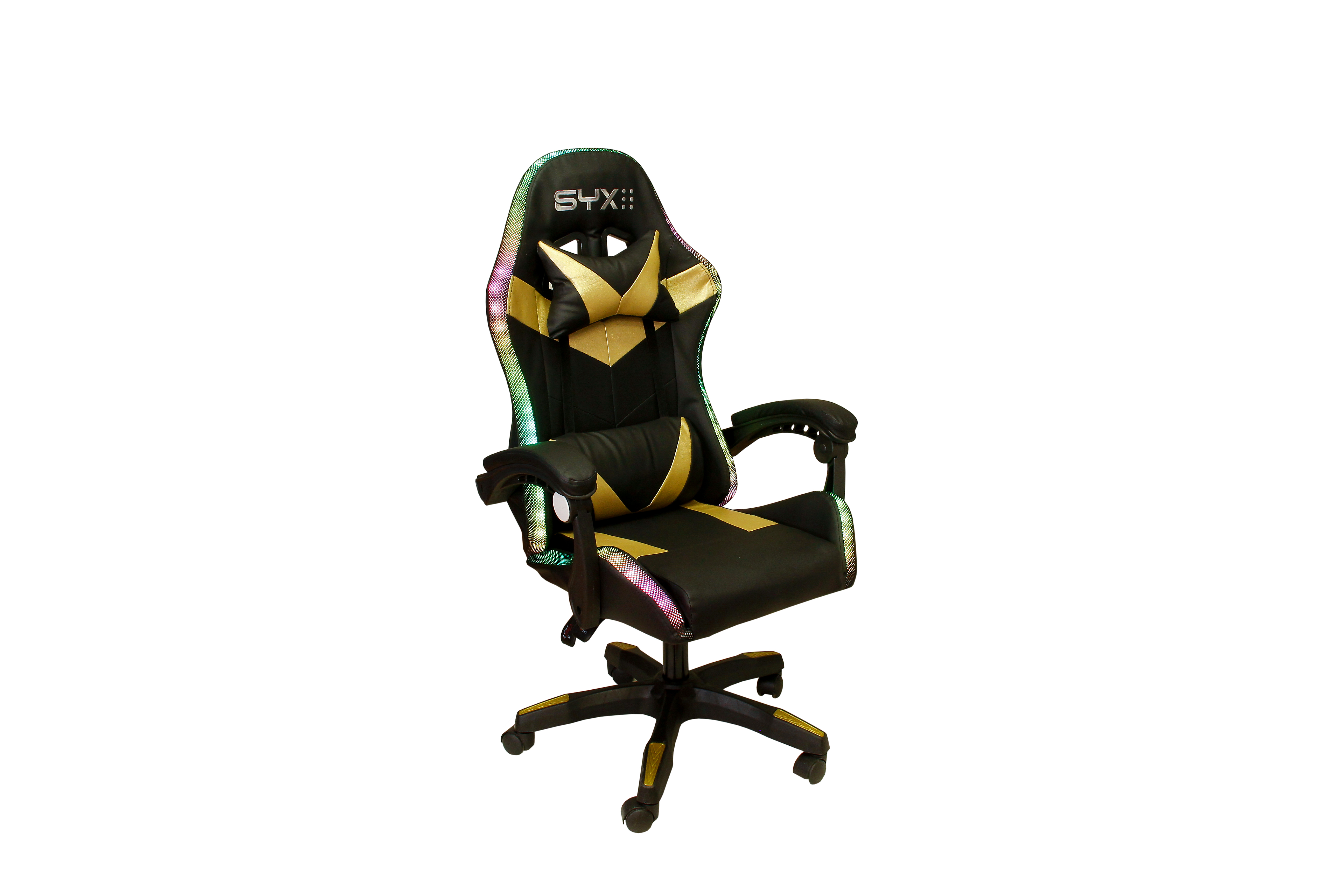 Silla Gamer Syx Gc-s02 Bg Negra Dorada Rgb