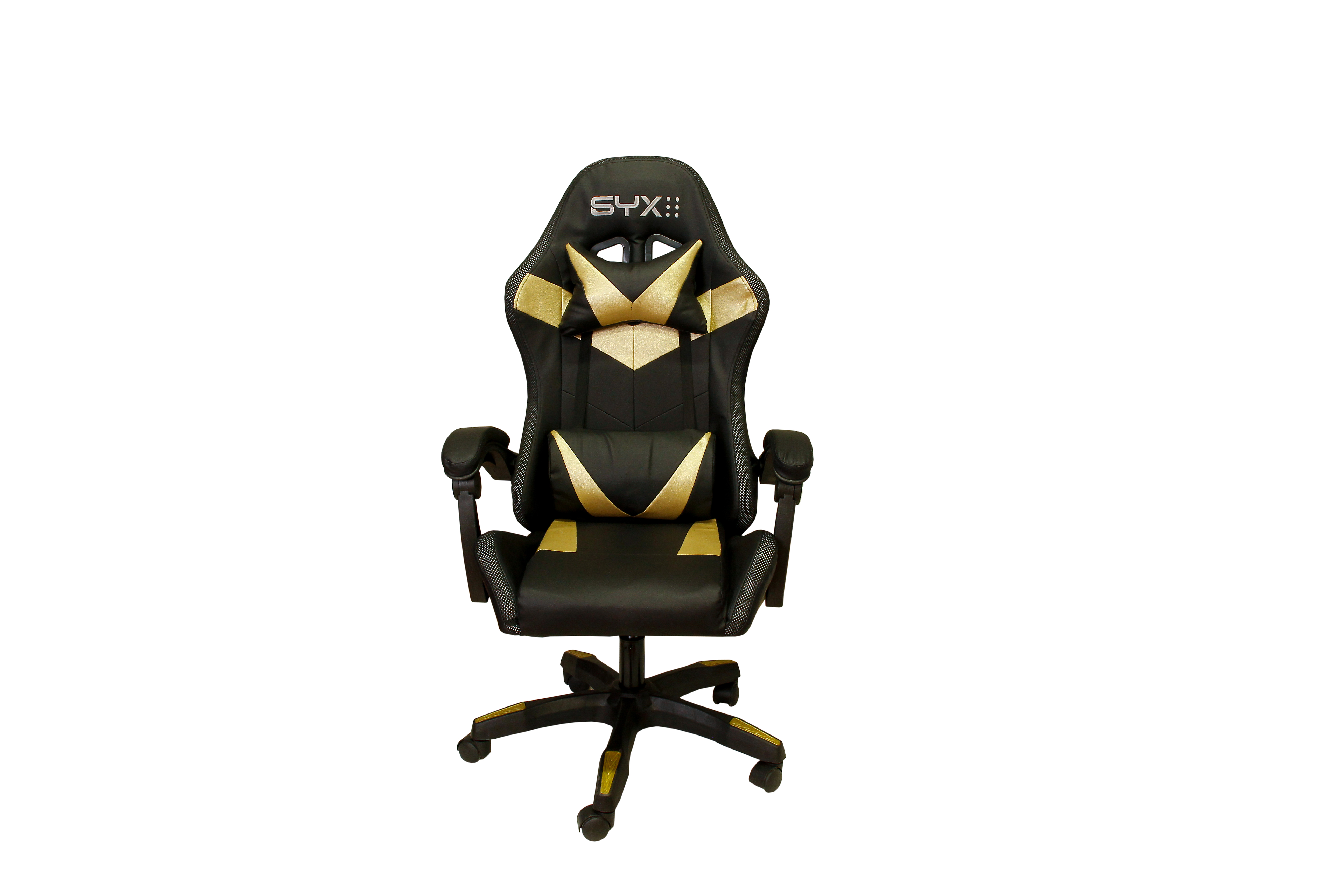 Silla Gamer Syx Gc-s02 Bg Negra Dorada Rgb