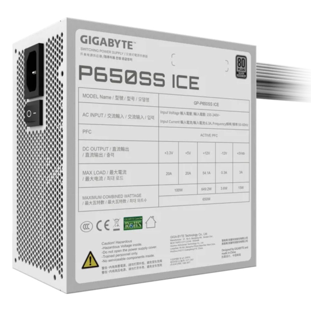 Fuente 650w Gigabyte 80 Plus Silver Gp-p650ss Ice