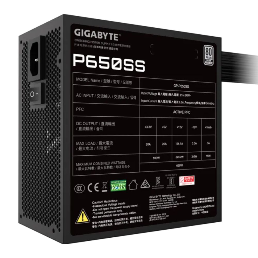 Fuente 650w Gigabyte 80 Plus Silver Gp-p650ss