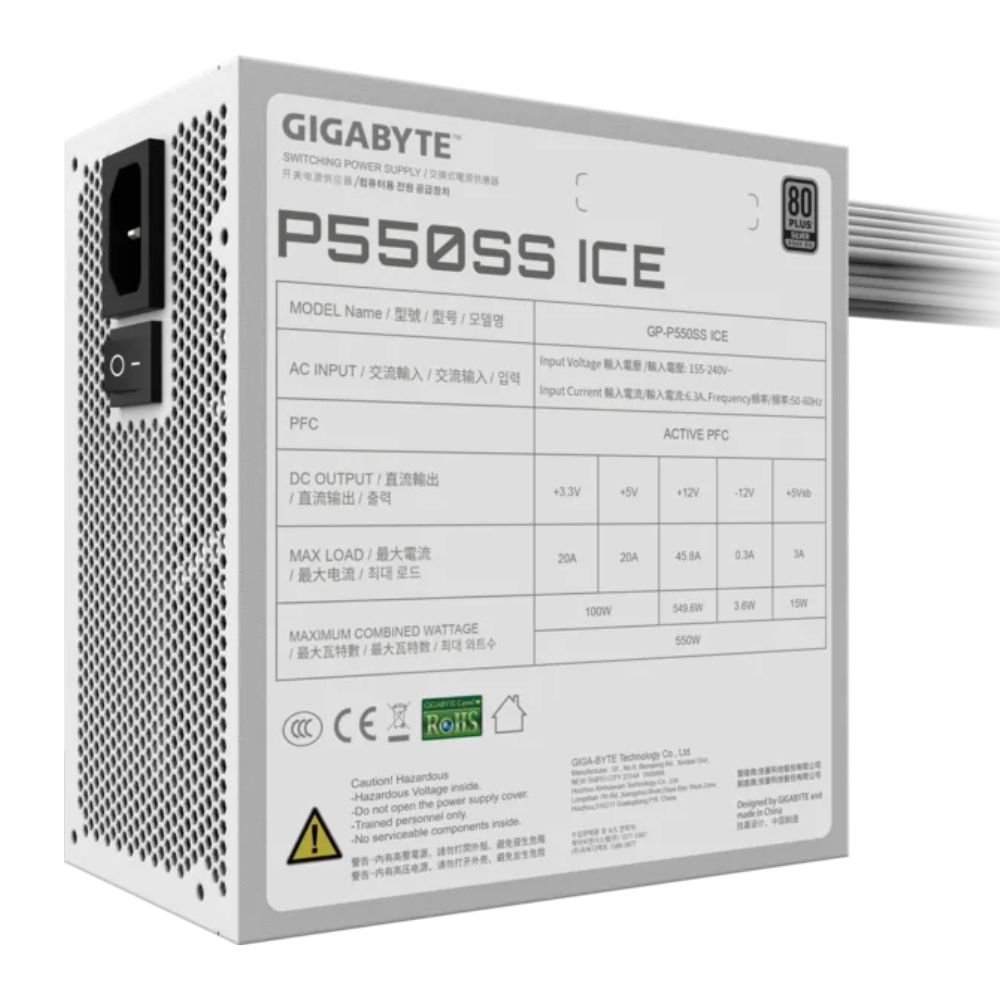 Fuente 550w Gigabyte 80 Plus Silver Gp-p550ss Ice