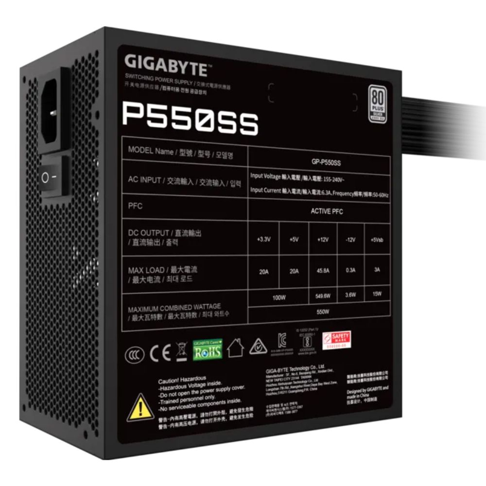 Fuente 550w Gigabyte 80 Plus Silver Gp-p550ss
