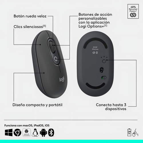 Tec+mouse Logitech Pop Icon W Black Wireless