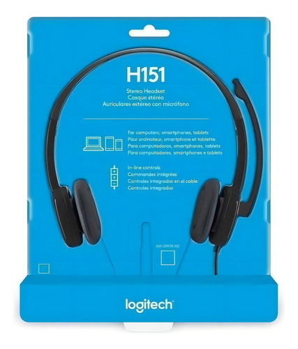 Auriculares + Mic Logitech H151 Negro Jack3.5mm