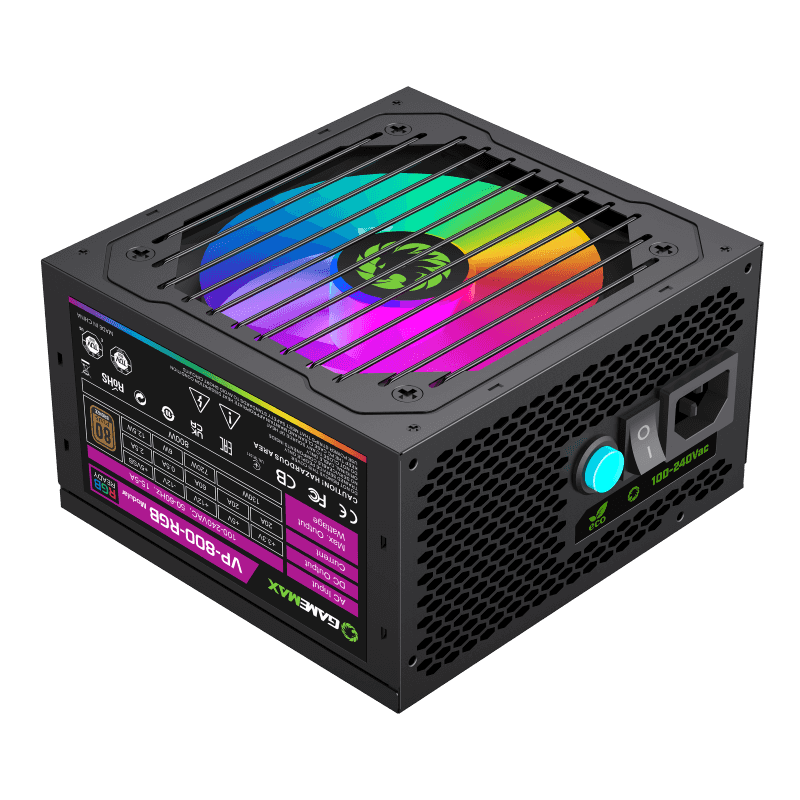 FUENTE 800W GAMEMAX 80 PLUS BRONZE VP-800-M-RGB