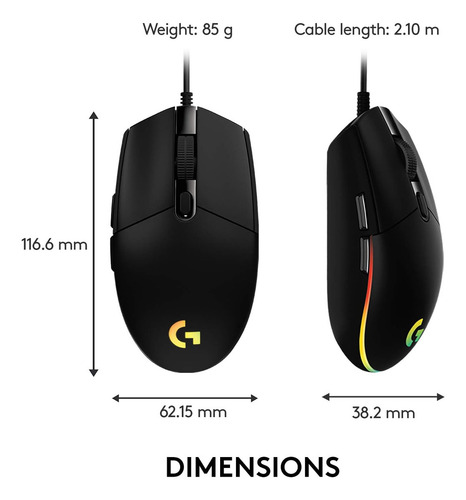 Mouse Logitech G203 Lightsync Gamer Black